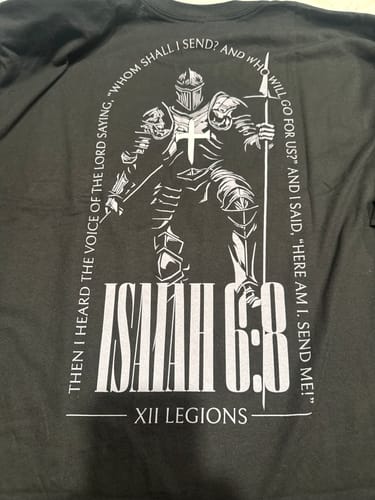 Customer photo review of ISAIAH 6:8 T-shirt