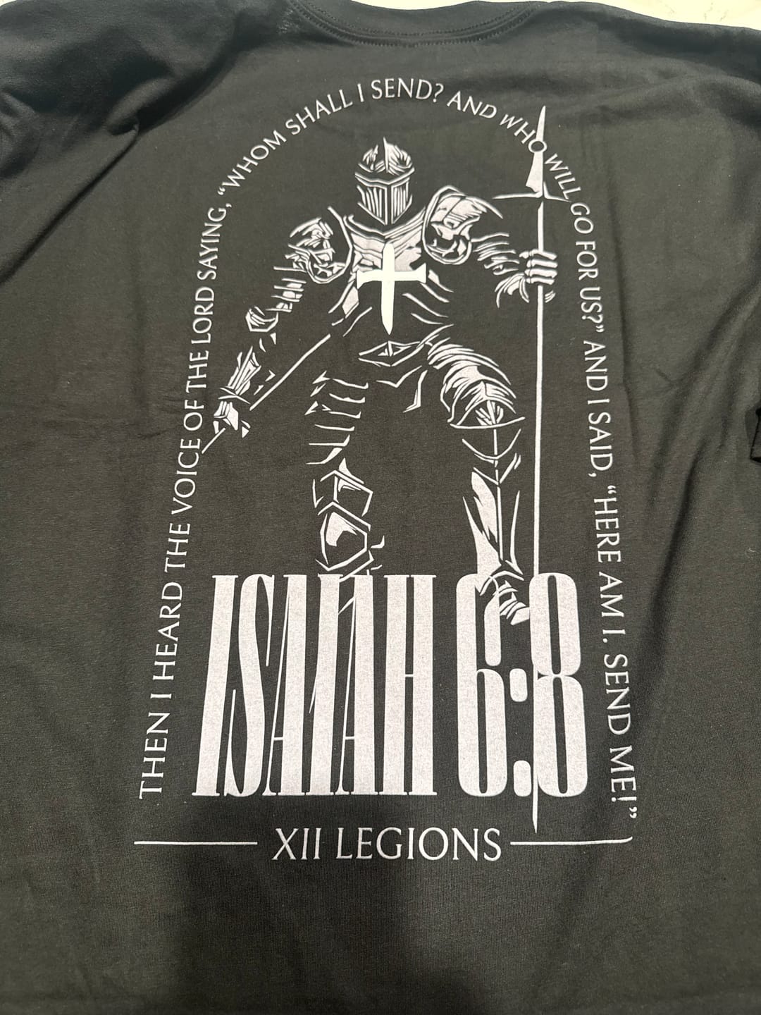 Customer photo review of ISAIAH 6:8 T-shirt