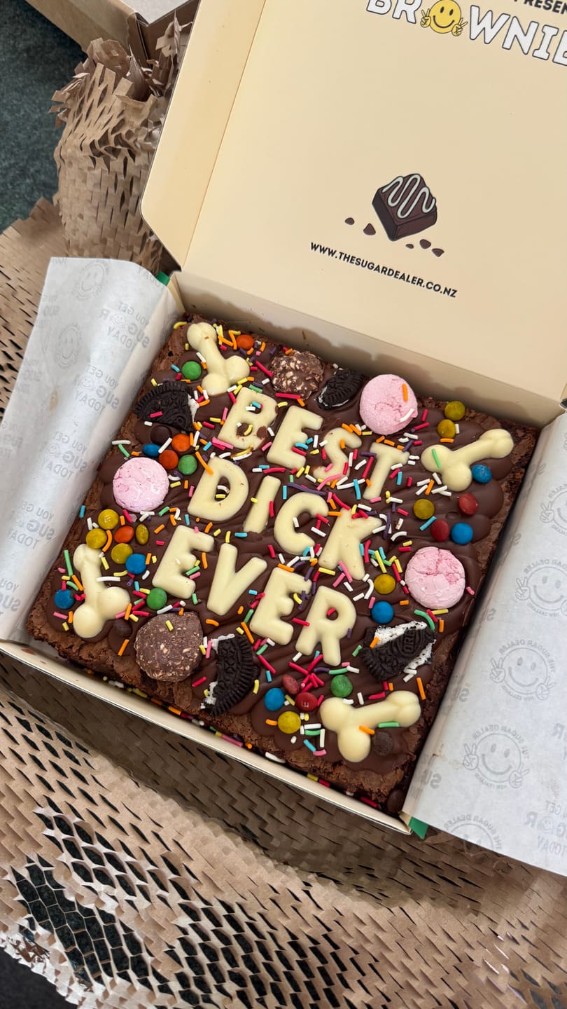 Customer photo review of Custom message dick brownie