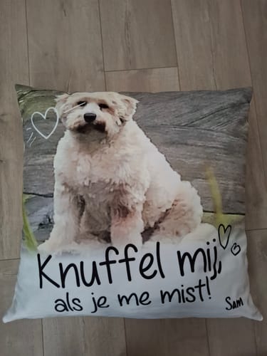Customer photo review of Knuffel mij als je me mist - Gepersonaliseerde kussen