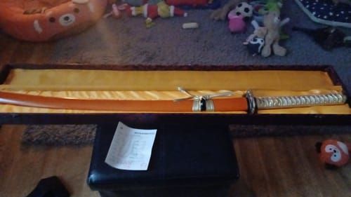 Customer photo review of Shibui Damascus Hand Forged Katana Sword