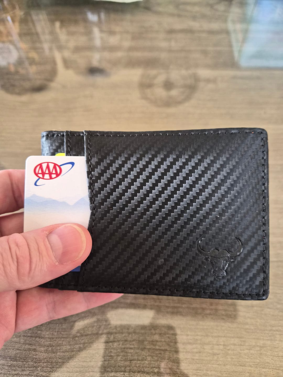 Customer photo review of Geneva Black & Orange Leather Wallet