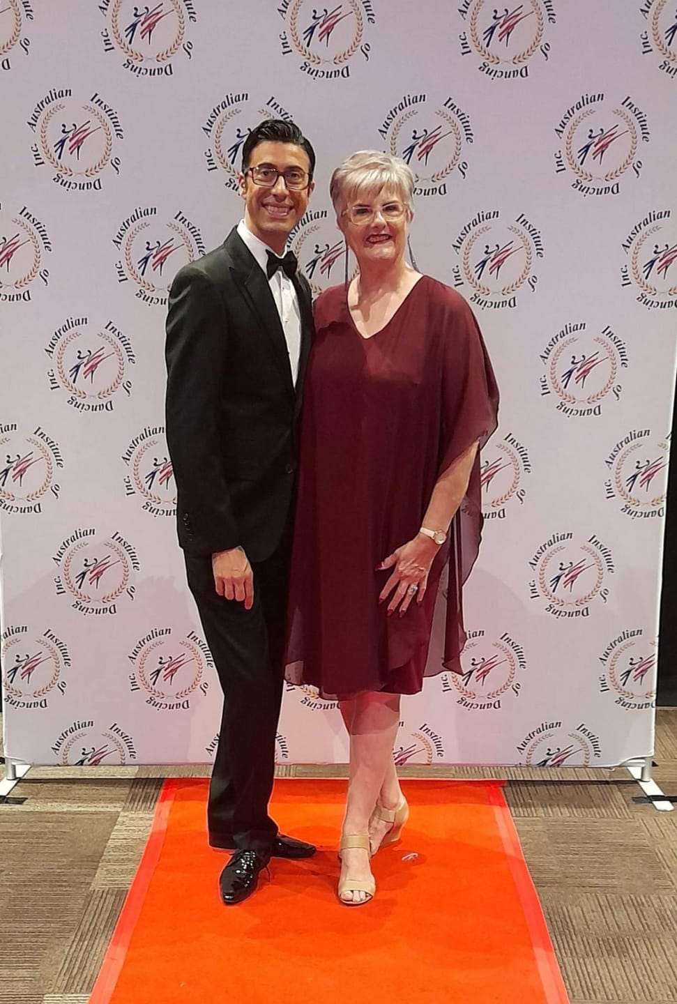 Customer photo review of Helena Burgundy Evening Dress