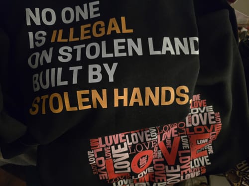 Customer photo review of Stolen Land Sweatshirt