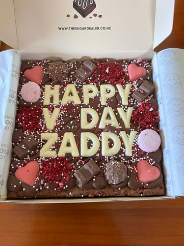 Customer photo review of Custom message heart brownie