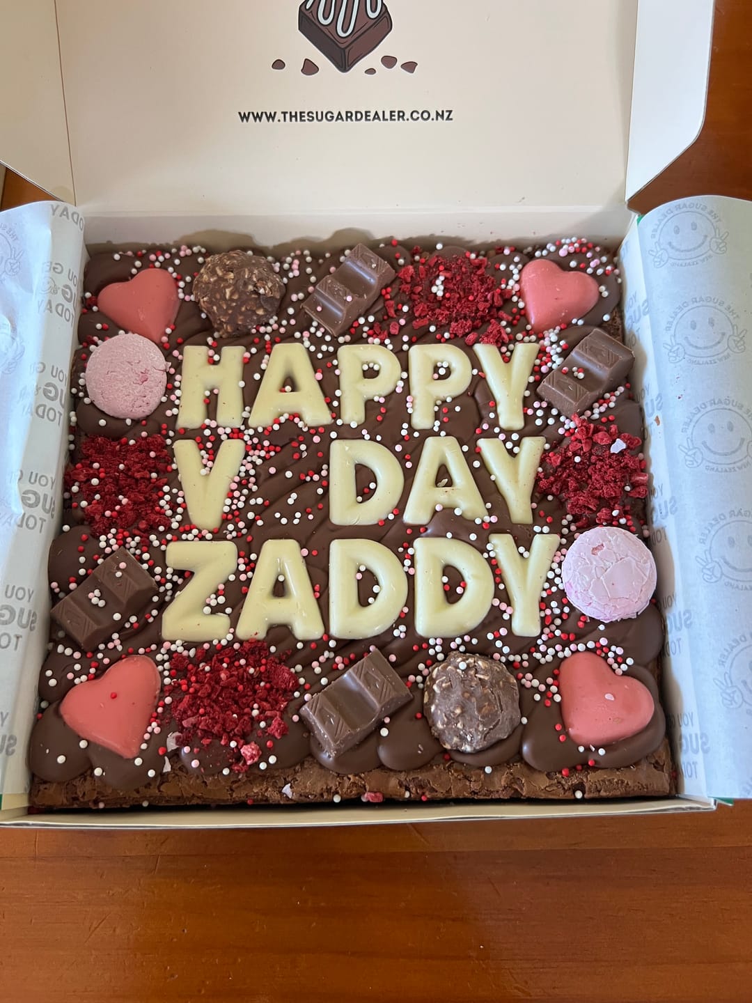 Customer photo review of Custom message heart brownie