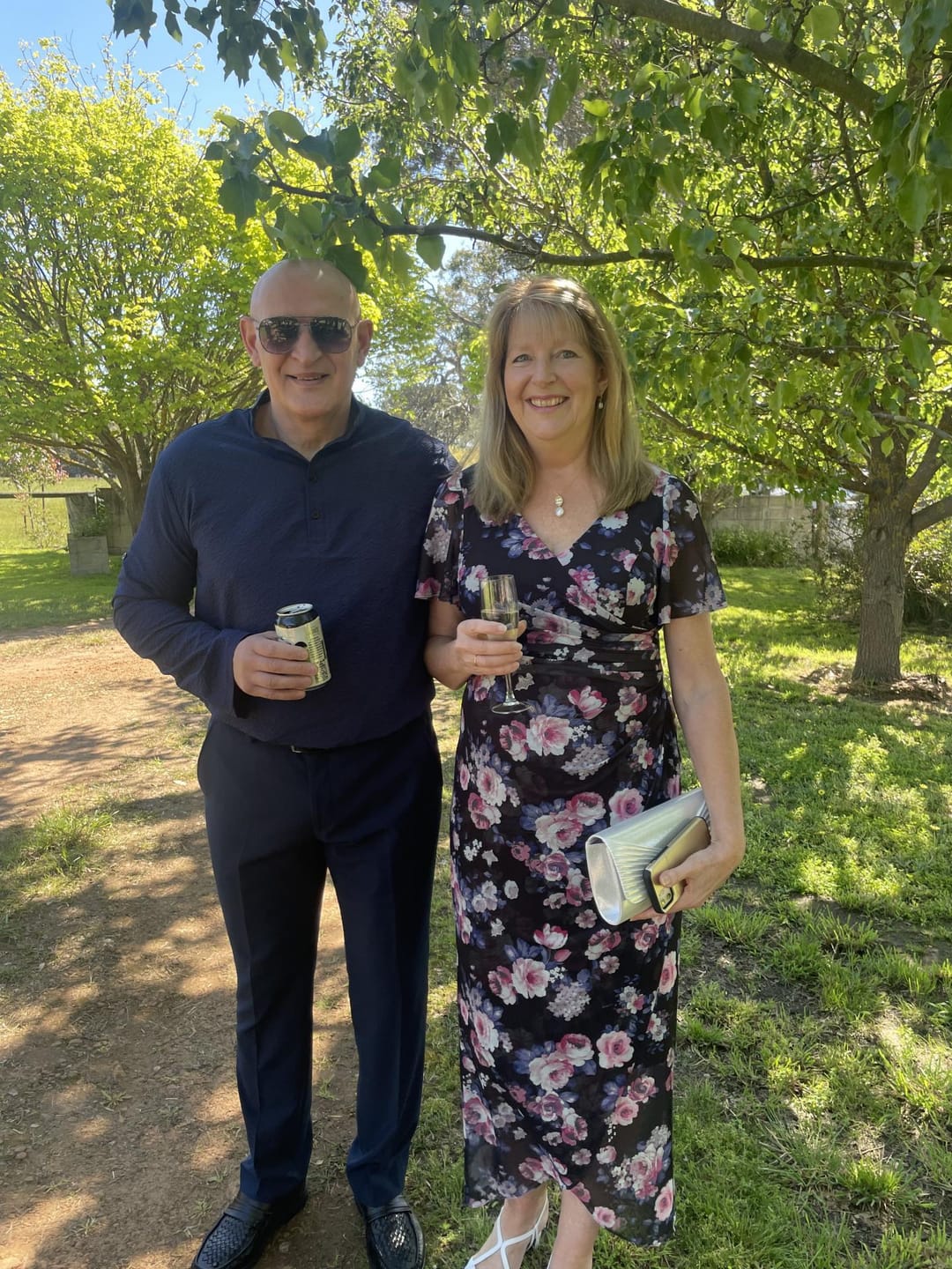 Customer photo review of Tracey Navy Blossom Evening Dress
