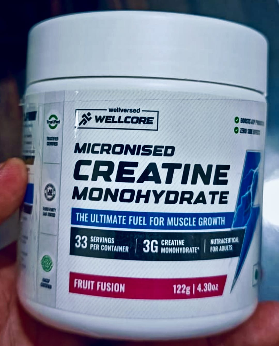 Customer photo review of Wellcore - Micronised Creatine Monohydrate (83 Servings, Fruit Fusion) + Premium Steel Shaker