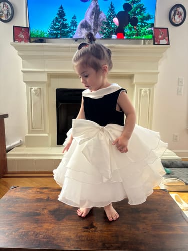 Customer photo review of Elegant White Baby Girl Dress Toddler Birthday Princess Dress