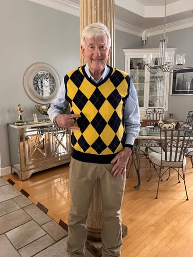 Customer photo review of Men's Argyle Wool Sweater Vest - Mens Navy/Yellow