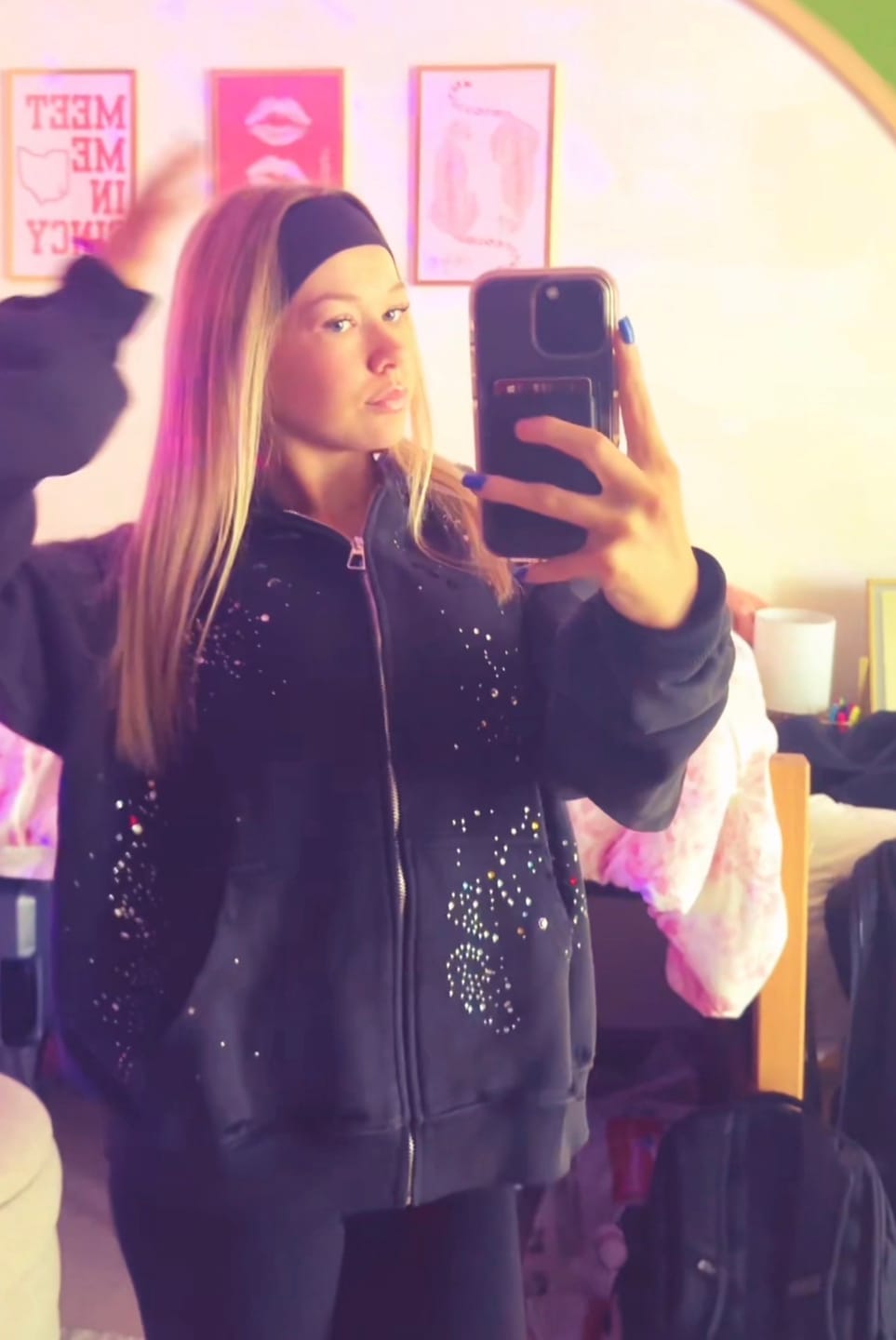 Customer photo review of Aelfric Eden Rhinestone Boxy Zip Up V302 Hoodie
