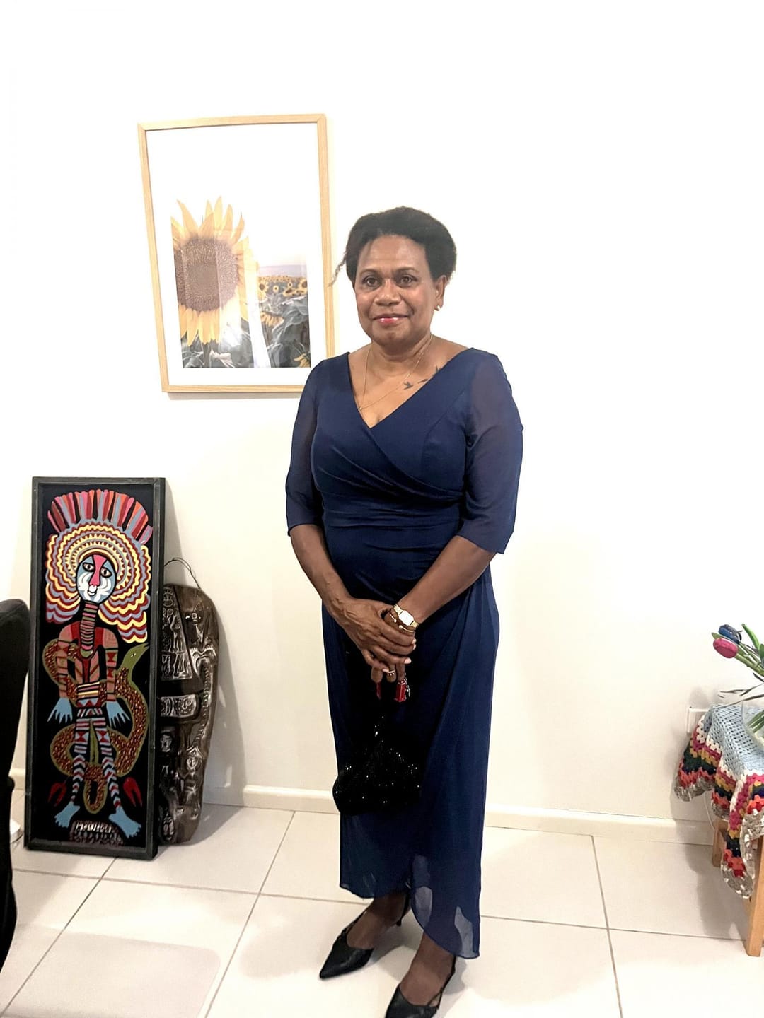 Customer photo review of Yancy Navy Evening Dress