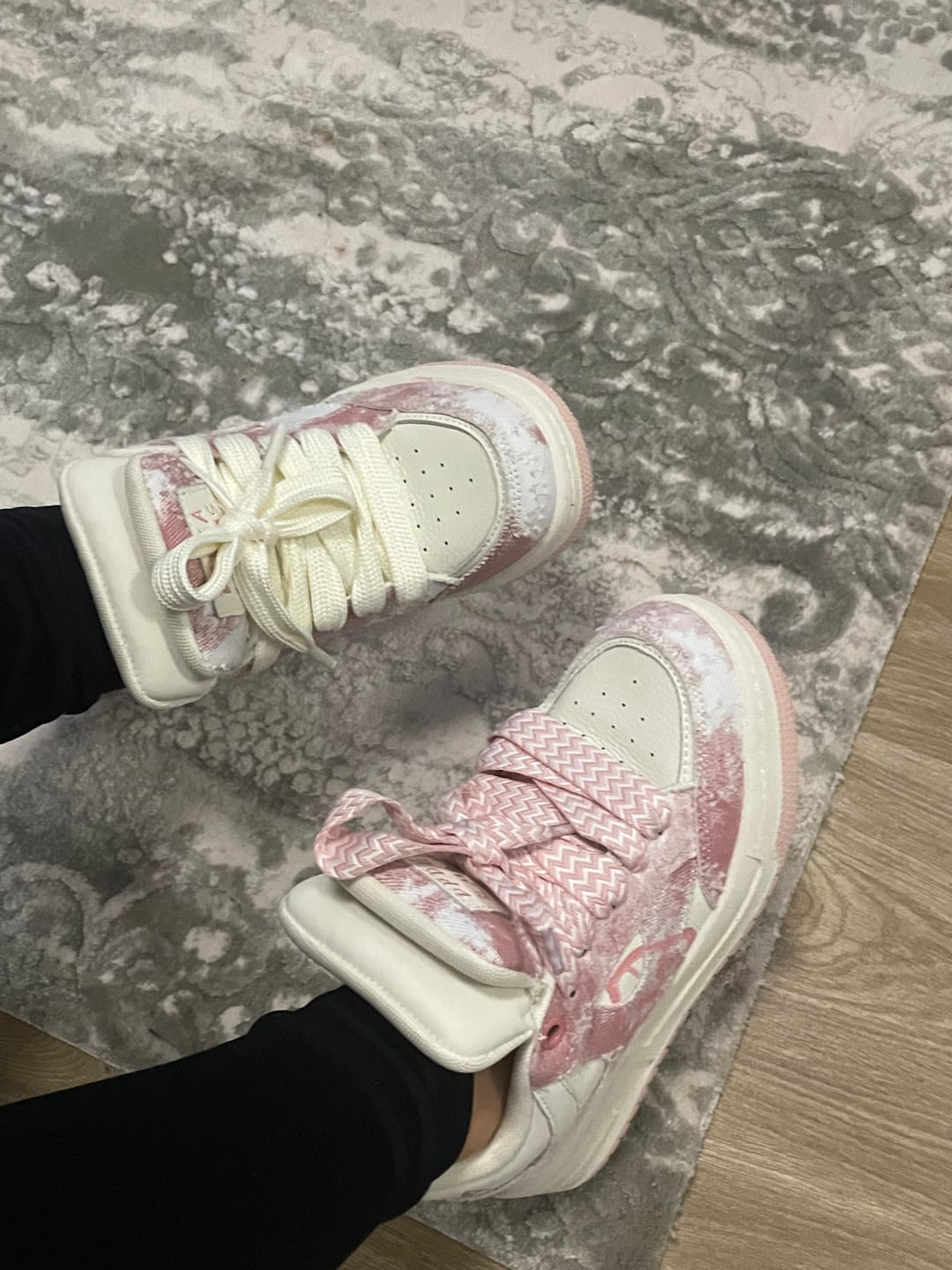 Customer photo review of Pink Double Tongue Sneakers