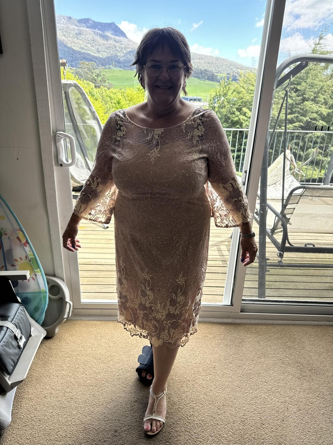Customer photo review of Ginna Blush Evening Dress