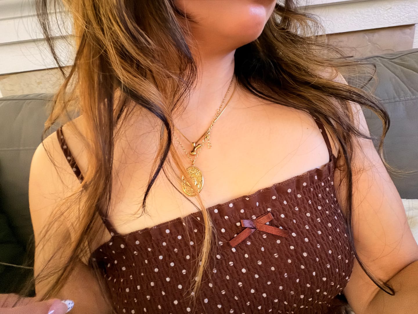 Customer photo review of Bubble Letter Necklace