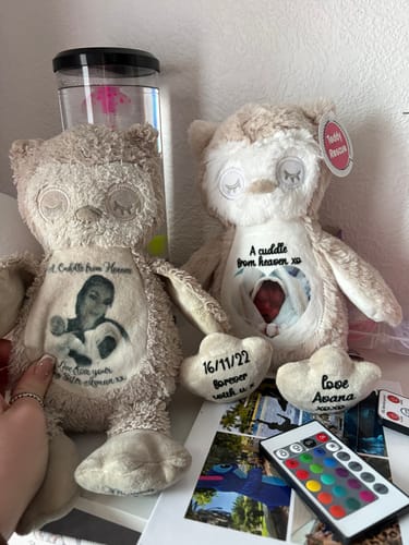 Customer photo review of A Cuddle from Heaven Personalised Photo Teddy Bear