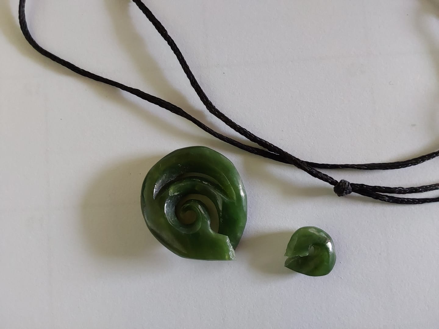 Customer photo review of Genuine NZ Greenstone Maori Twist Necklace with Koru