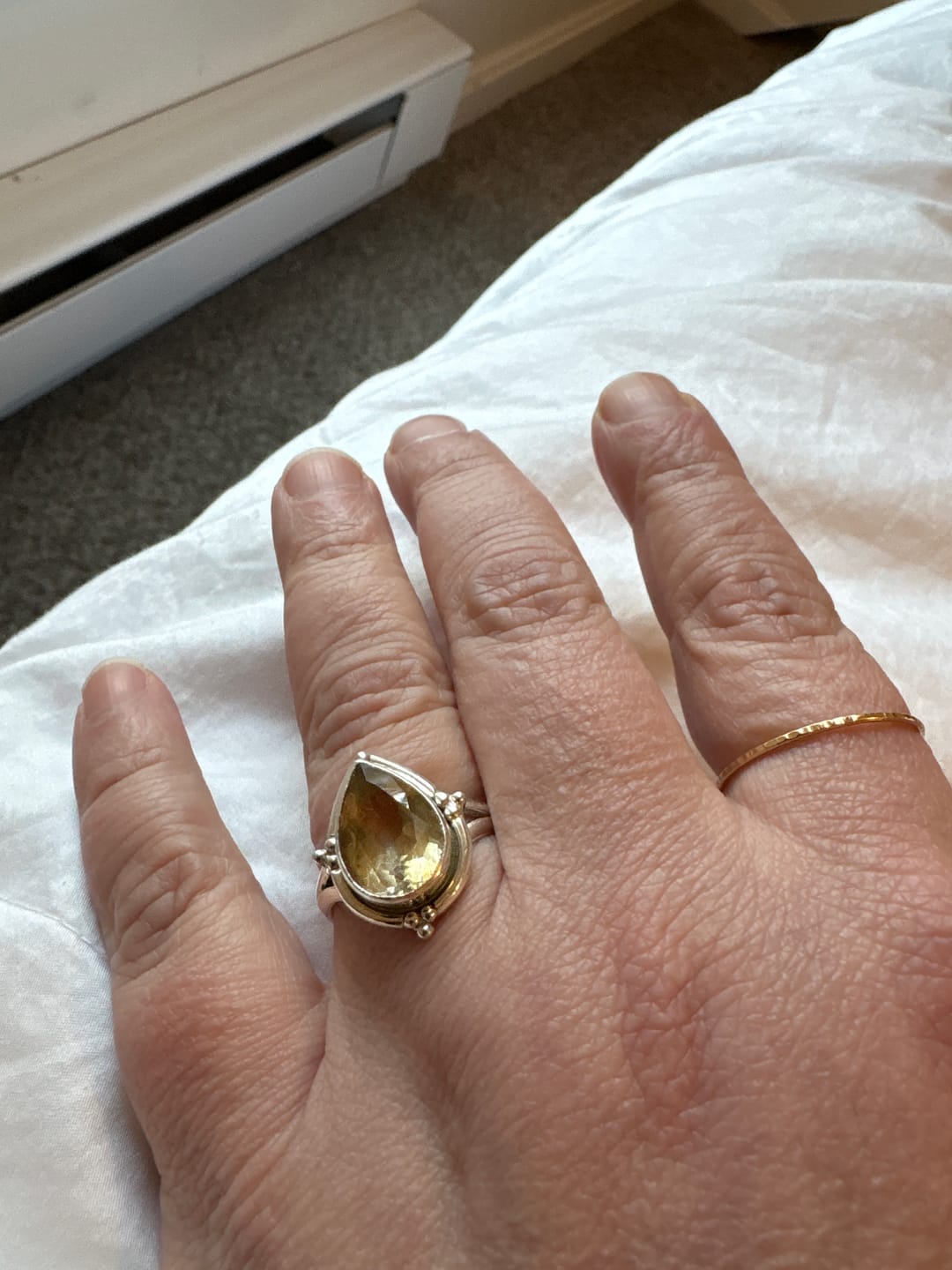Customer photo review of Citrine Teardrop Ring Sterling Silver