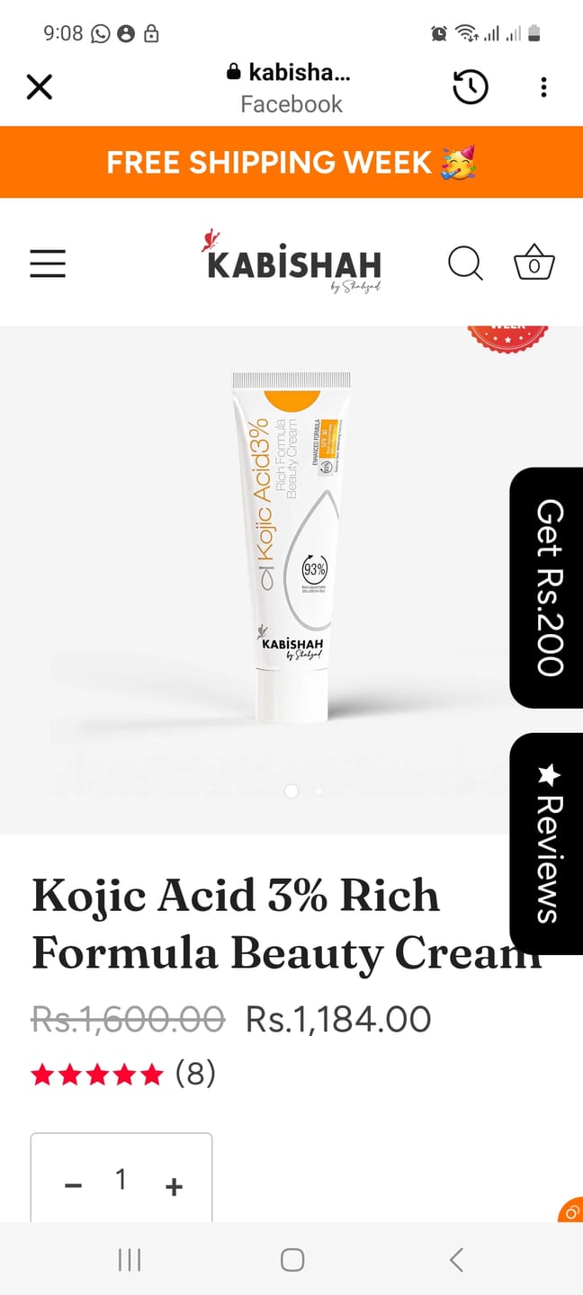 Customer photo review of Kojic Acid 3% Rich Formula Beauty Cream