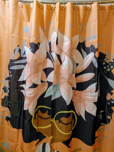 Customer photo review of AFROBRATS™ Lily Shower Curtain Pink