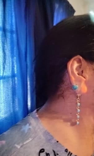 Customer photo review of Gold Drop Earrings