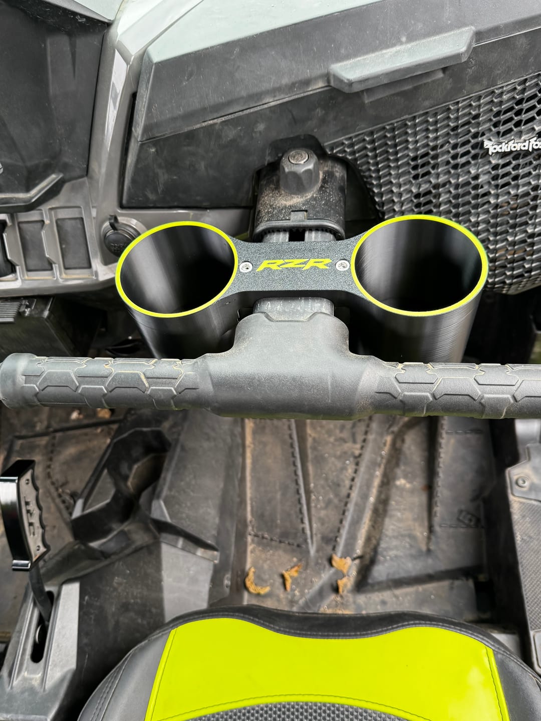 Customer photo review of RZR XP 1000 Grab Bar-Mount Dual Cup Holder (2024–2026)