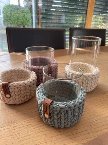 Customer photo review of Label-Set "Handgemacht mit Liebe" - Kunstleder Label für Häkelkörbe, Label aus Kunstleder - CS0048