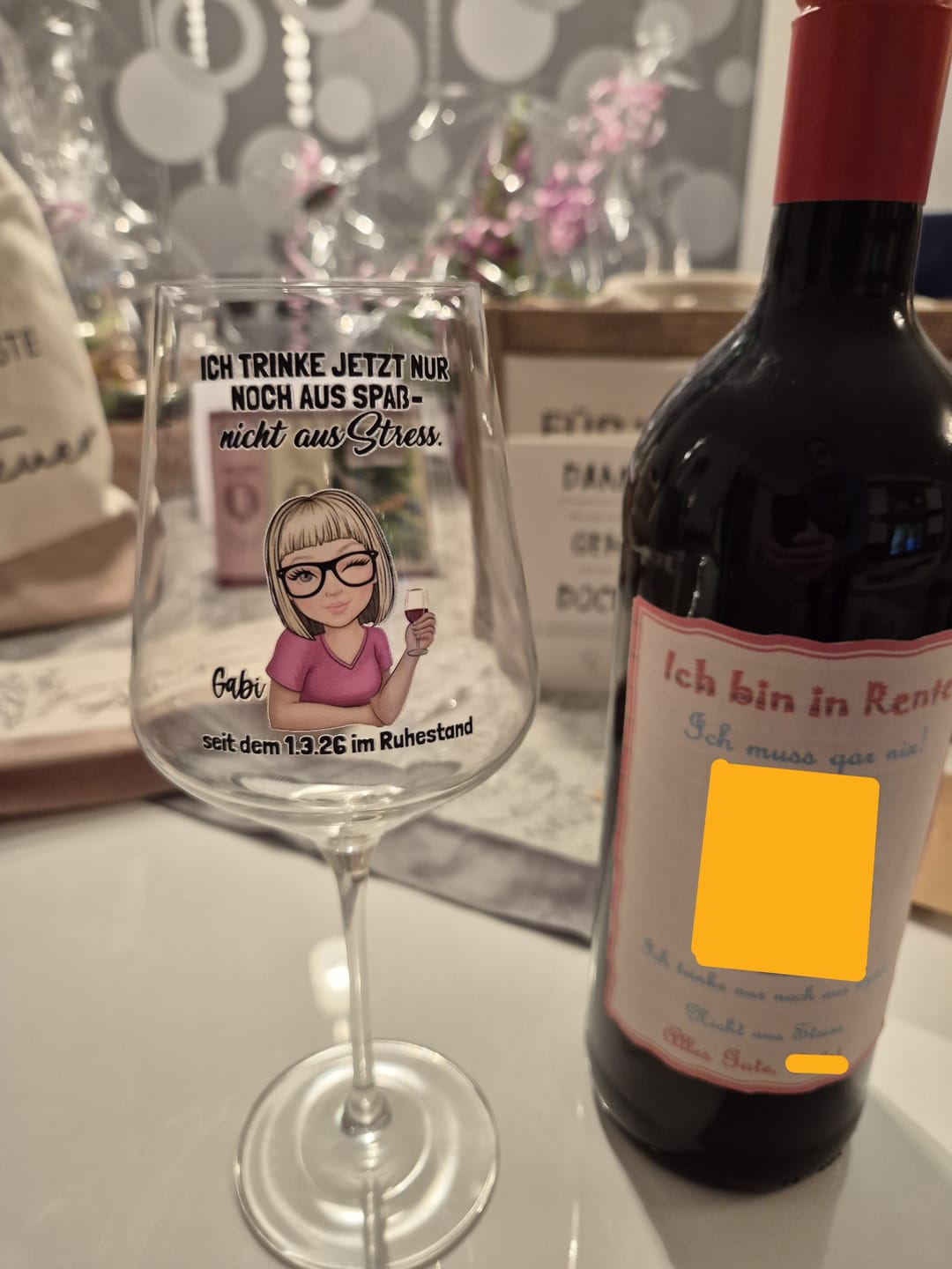 Customer photo review of In Rente - Personalisiertes Weinglas