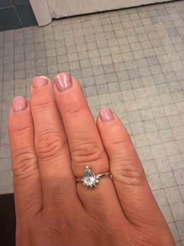 Customer photo review of Aquamarine Diamond Pear Ring in 9ct Yellow Gold