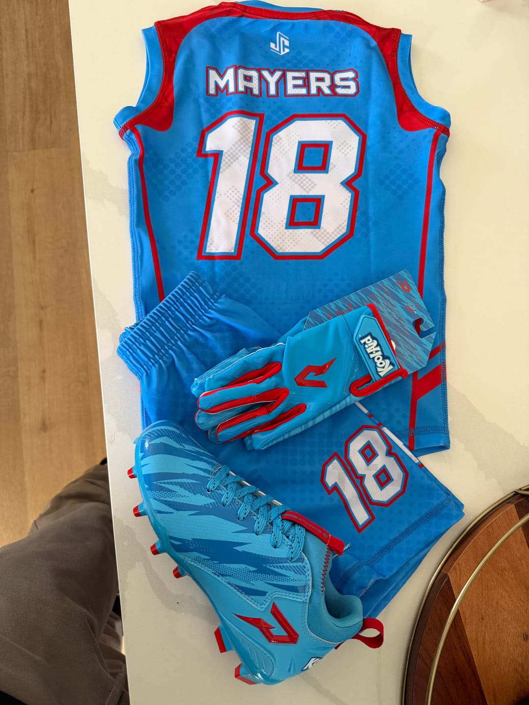 Customer photo review of Kool-Aid 'Mixed Berry' Football Gloves - VPS5 by Phenom Elite