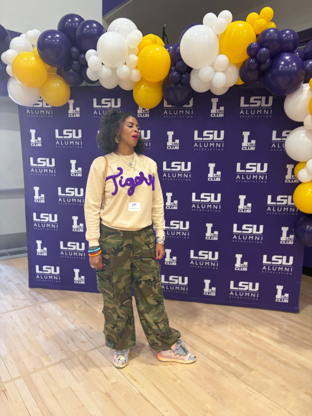 Customer photo review of Off-Duty Drawstring Camo Pants