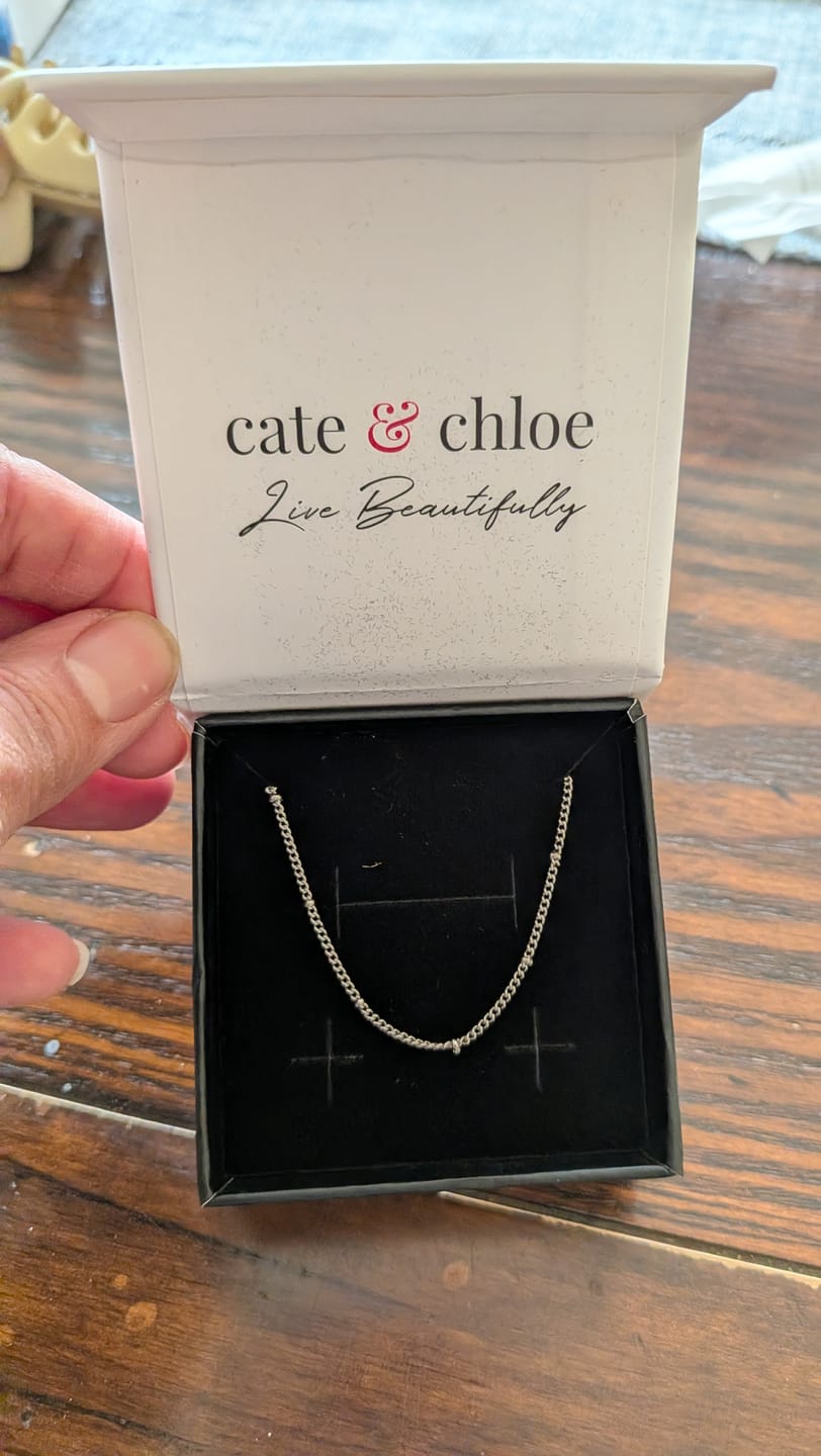 Customer photo review of Pria 18k White Gold Plated Bead Station Chain Necklace