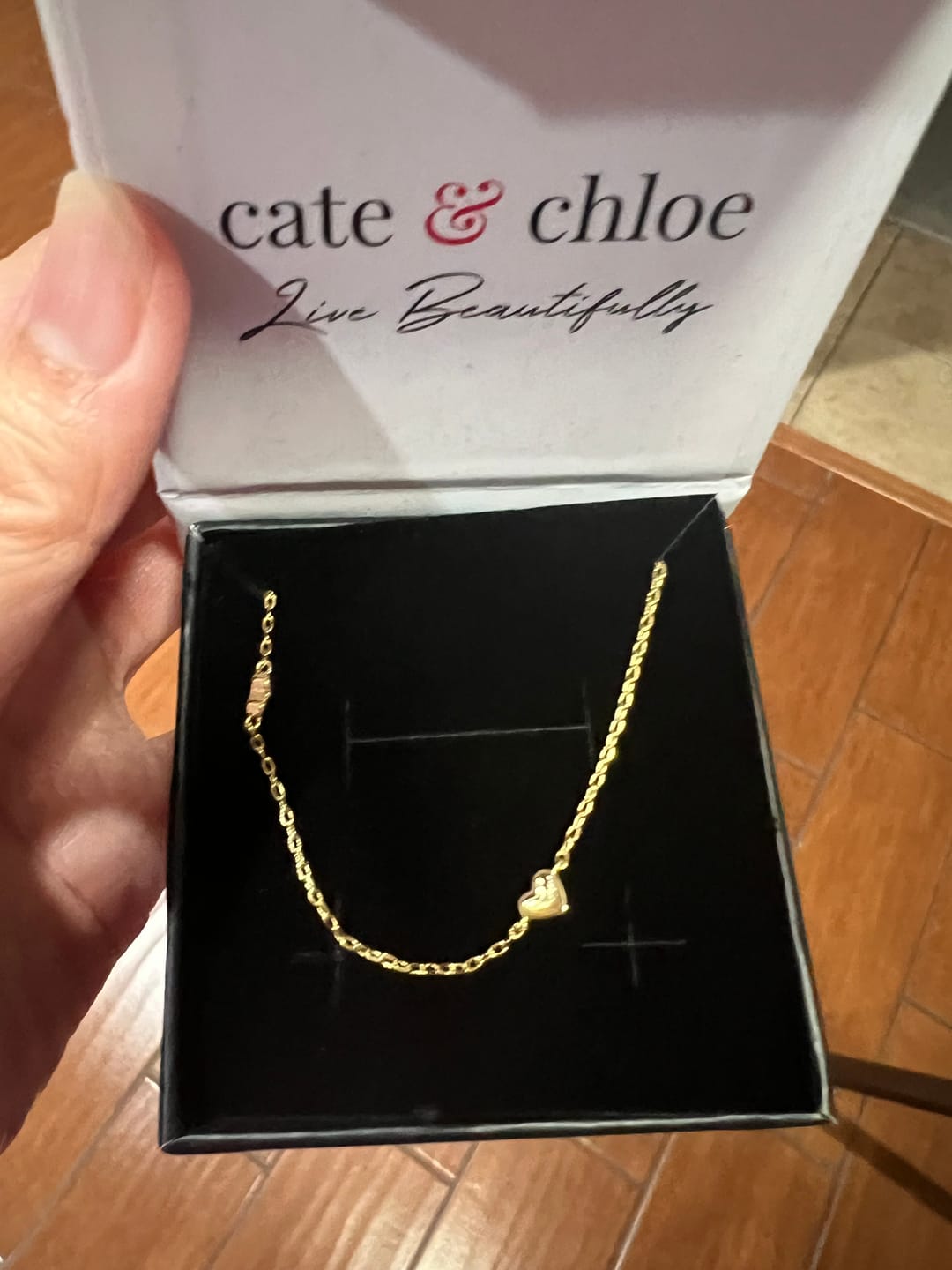 Customer photo review of Jane 18k White Gold Plated Heart Station Necklace