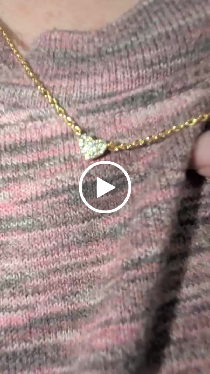 Customer video review of Irene 18k White Gold Plated Heart Station Necklace with Swarovski Crystals