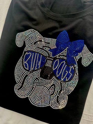 Customer photo review of Bulldog Bow Spangle Transfer Custom Color