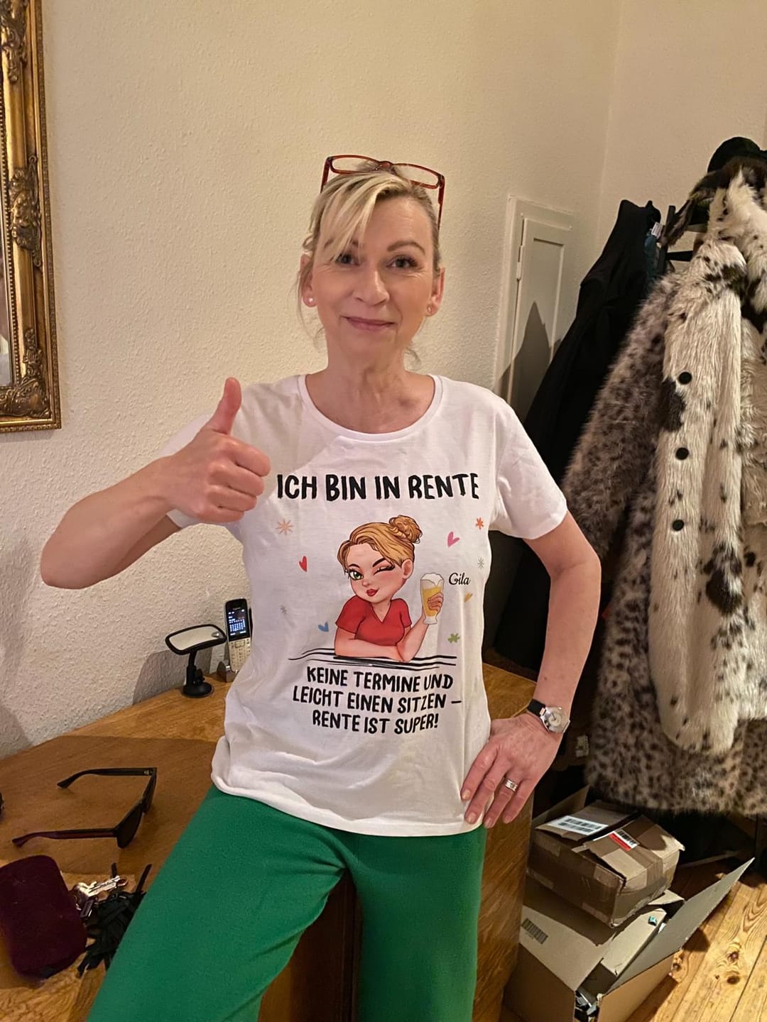 Customer photo review of Ich muss nichts - Personalisiertes T-Shirt zur Rente