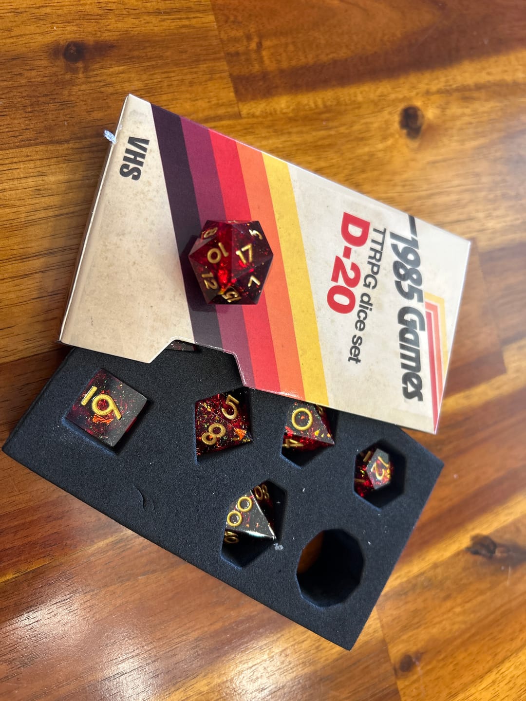 Customer photo review of VHS Sharp Edge Dice - Ruby Red