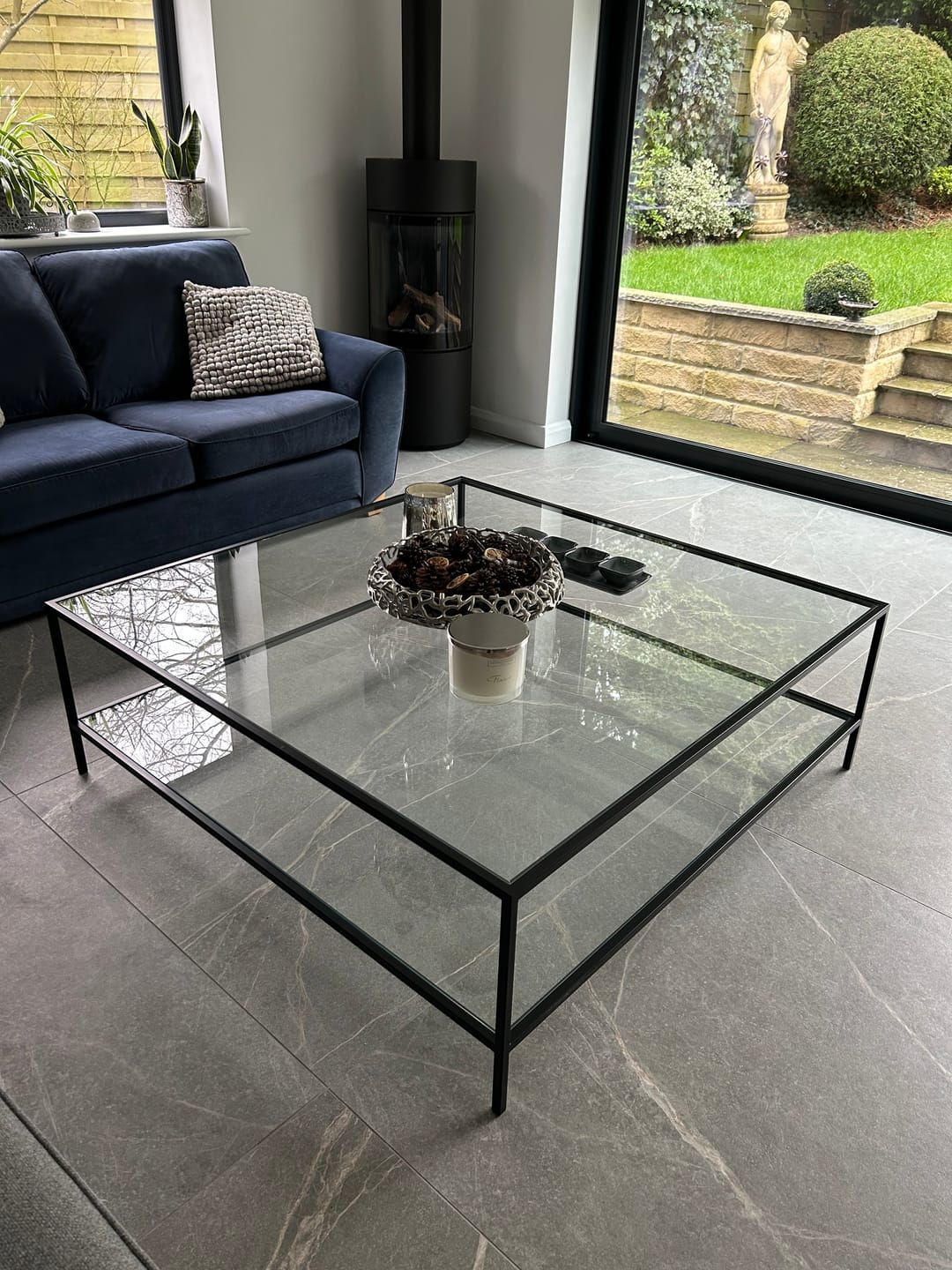 Customer photo review of Madison Glass Metal Coffee Table - Dark Bronze
