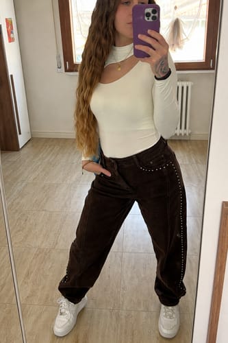 Customer photo review of Jeans Baloon Cioccolato con borchie laterali