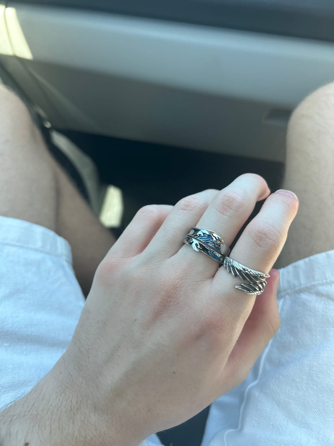 Customer photo review of The great wave off kanagawa couple rings
