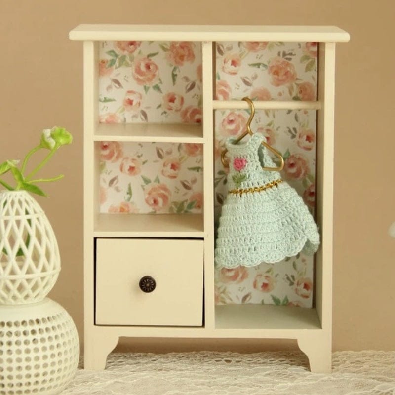 Customer photo review of Wooden Wardrobe with 3 Hangers – 1:12 Scale Dollhouse Furniture