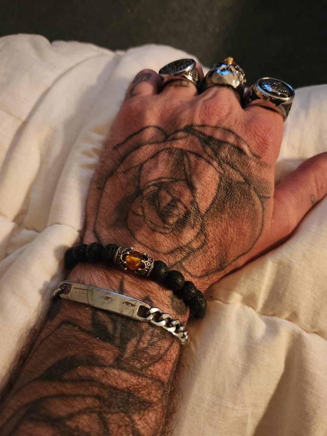Customer photo review of Scorched Legacy - Volcanic Stone Onyx Bead Bracelet