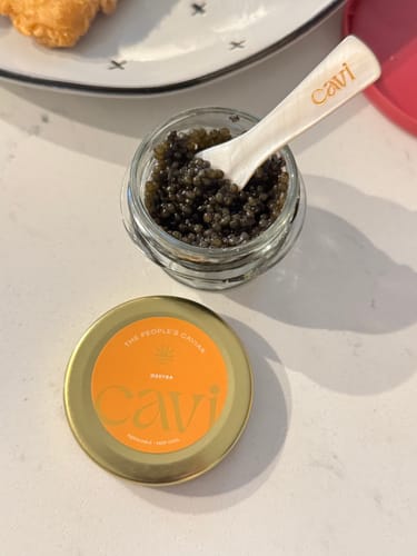 Customer photo review of CAVI's Mother of Pearl Caviar Spoon