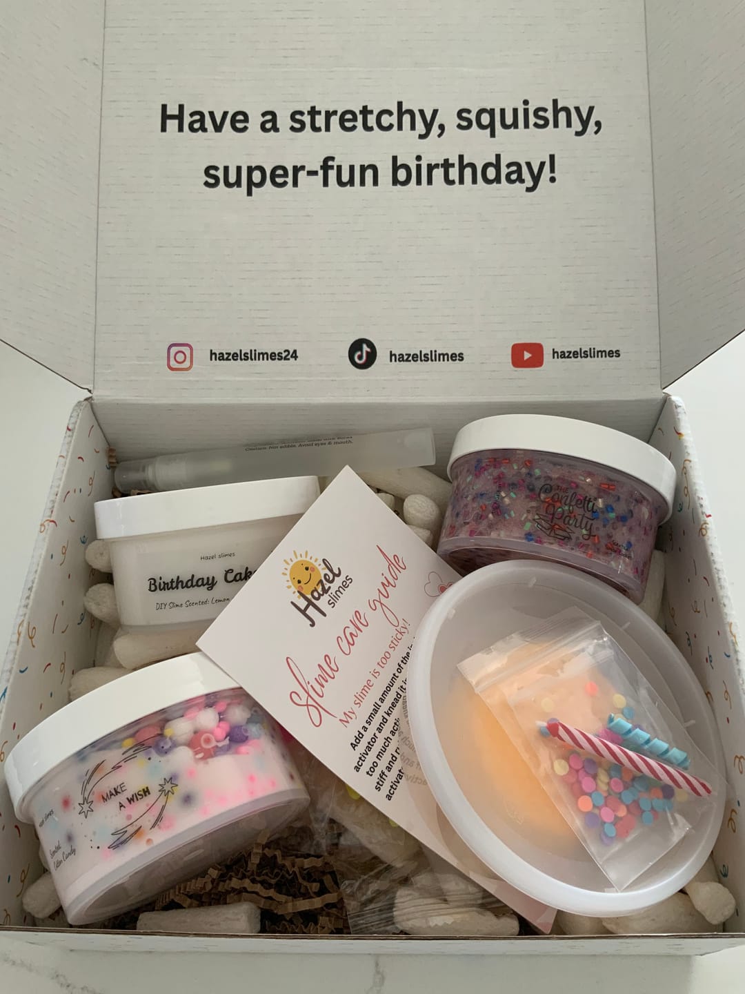 Customer photo review of Birthday Box Slime Bundle