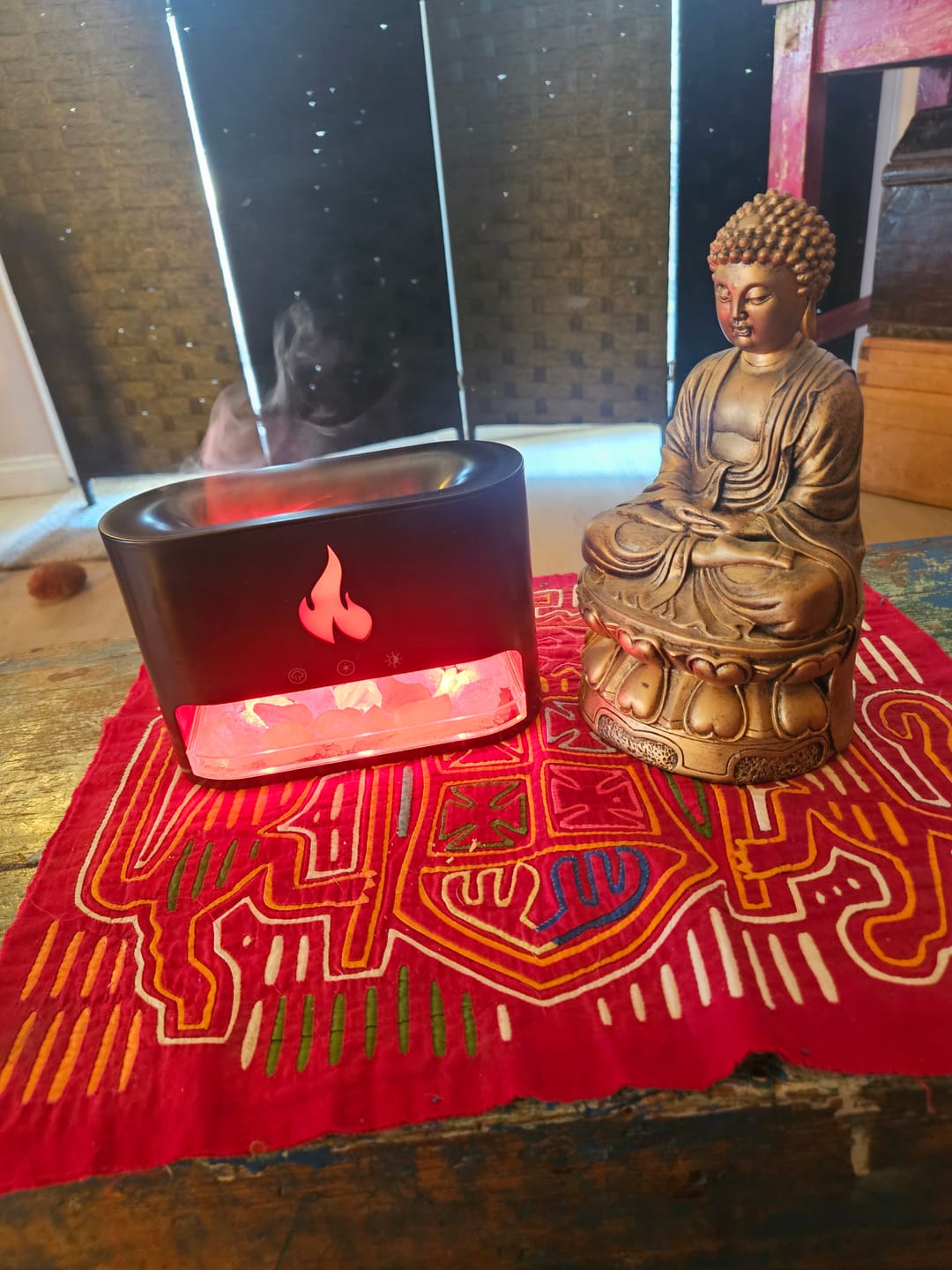Customer photo review of Himalayan Salt Fireplace Humidifier Lamp + FREE 18 Organic Essential Oils Set