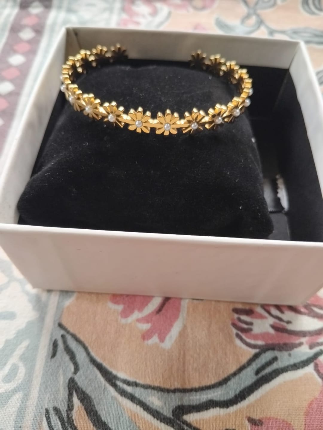 Customer photo review of Pearl Accent Floral Cuff Bracelet