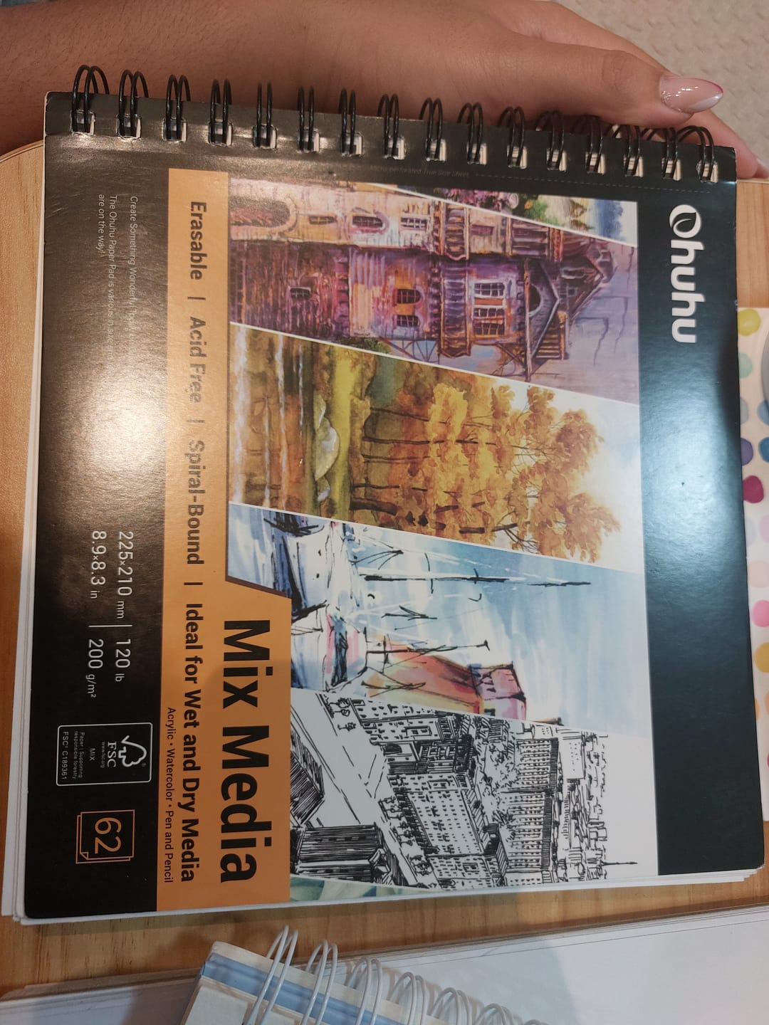 Customer photo review of Ohuhu Spiral-Bound Mix Media Pad for Multiple Techniques