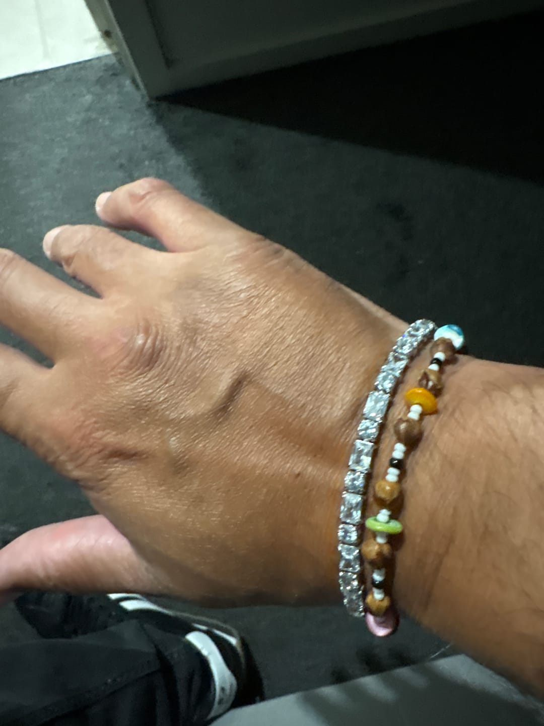 Customer photo review of CLUSTERED TENNIS BRACELET (WHITE GOLD) 5MM
