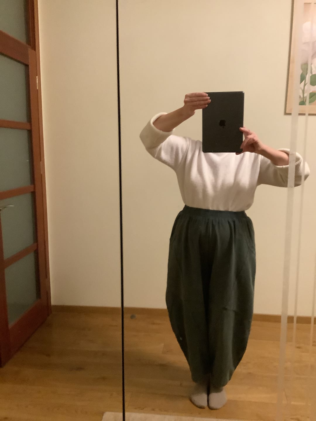 Customer photo review of Plus Size Women Winter Ramie Fleece-lined Loose Harem Pants