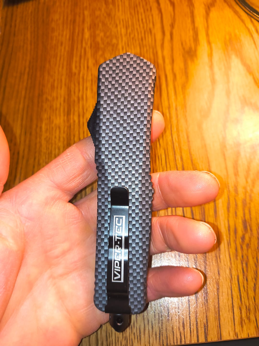 Customer photo review of Carbon Fiber Ghost OTF Knife (Multiple Blade Styles Available)